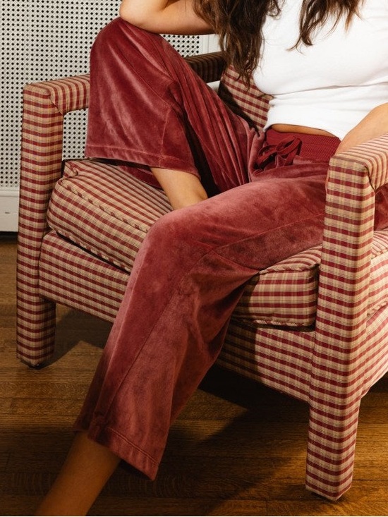 summersalt Pants - Summersalt Wide Leg The Plush Velour Lounge Pant Rosewood